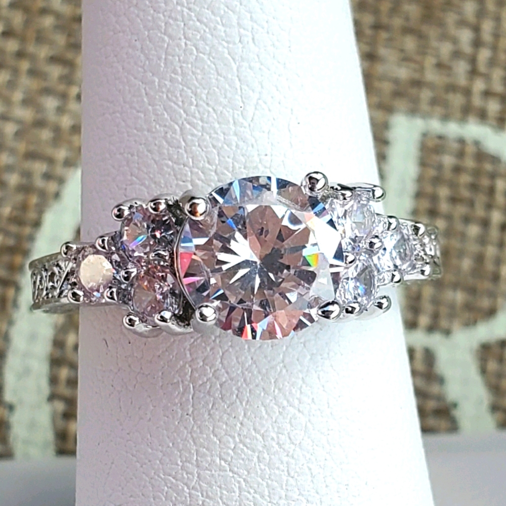 White Gold Diamond Trilogy Ring - image 3